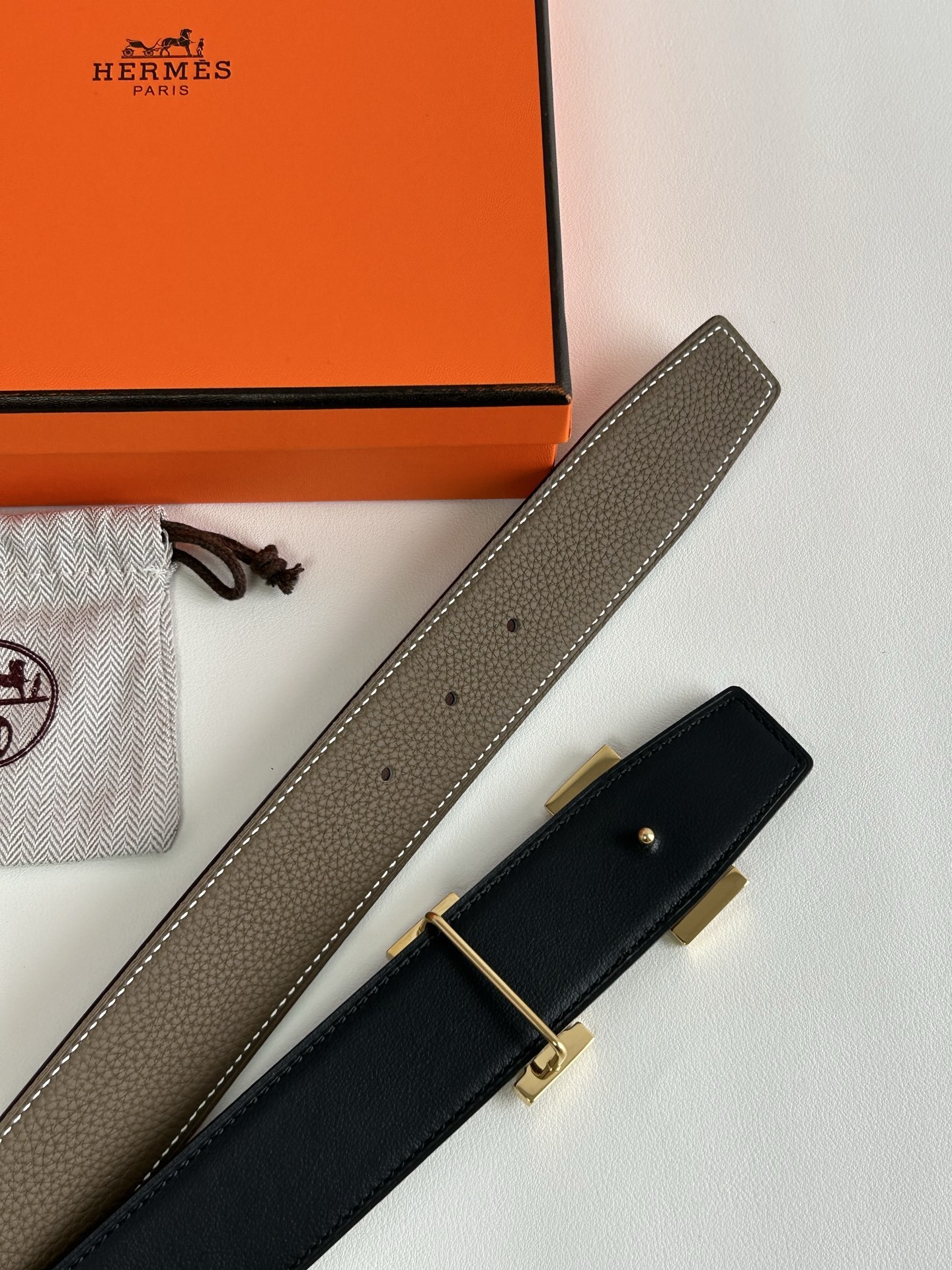 Hermès H Belt Kit Reversible Leather with Textured H Buckle