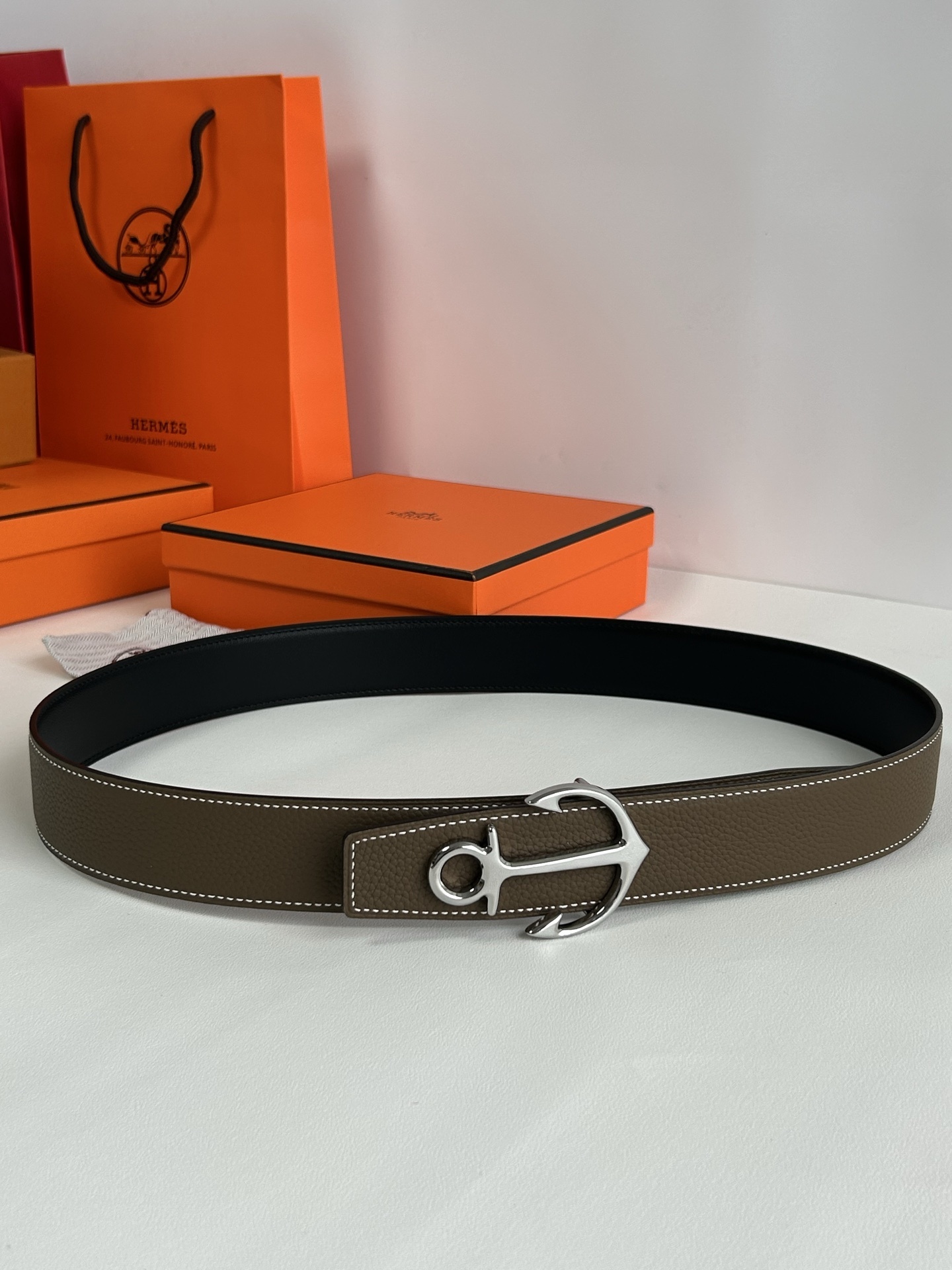 Hermes Chaine d'Ancre Anchor Buckle Leather Belt for Men & Women