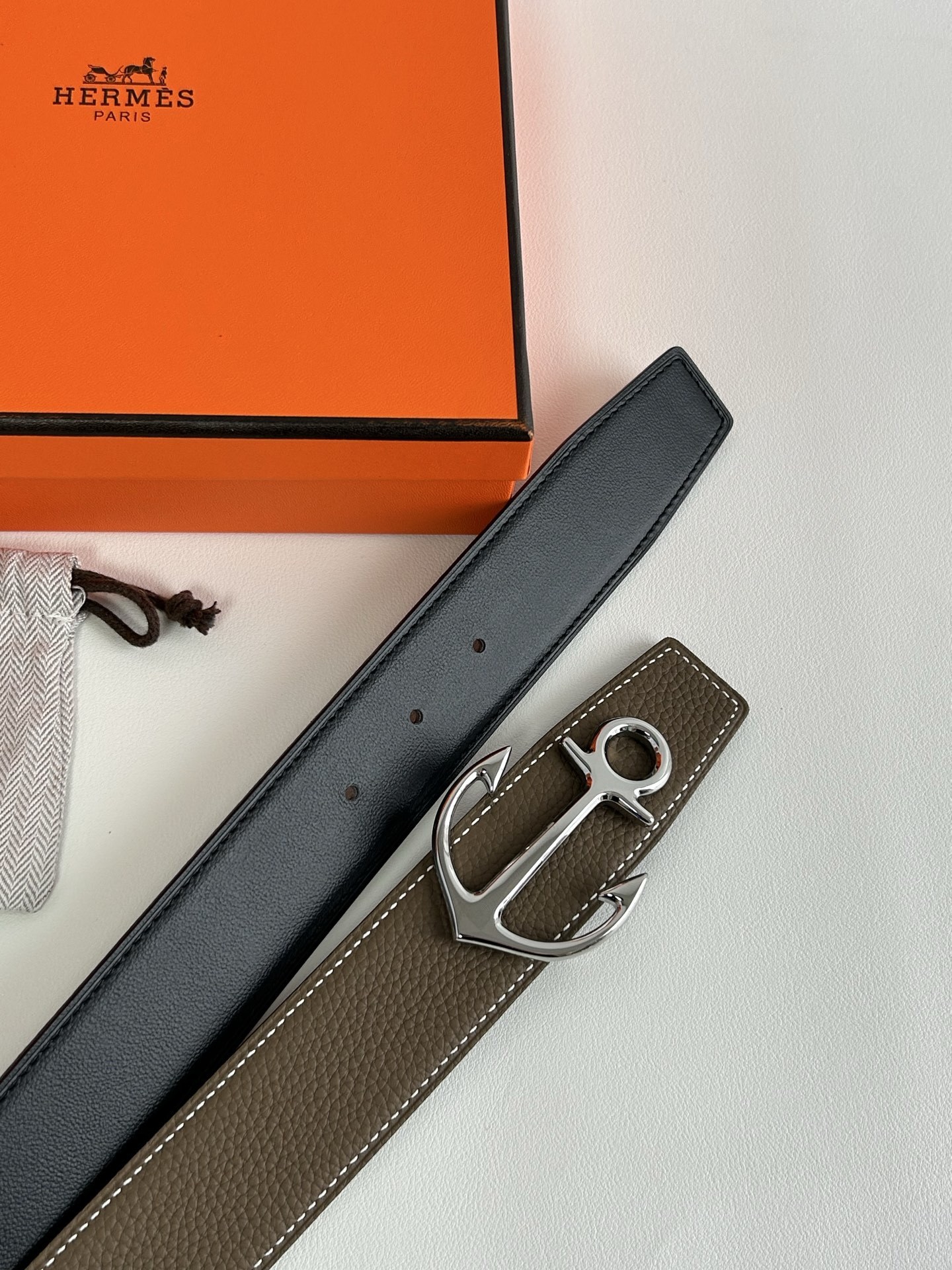 Hermes Chaine d'Ancre Anchor Buckle Leather Belt for Men & Women