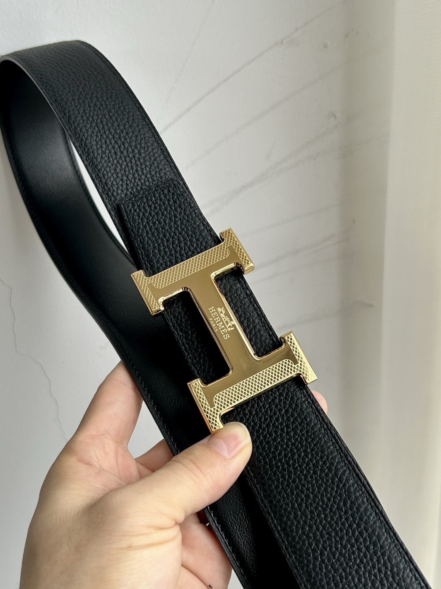 Luxury Hermès H Buckle Grained Leather Belt - Premium Accessories