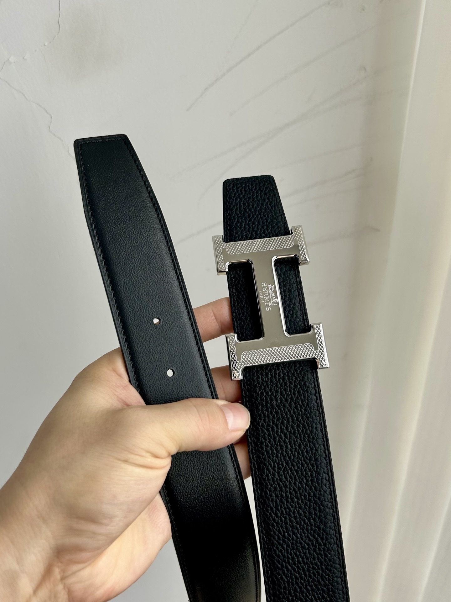 Luxury Hermès H Buckle Grained Leather Belt - Premium Accessories