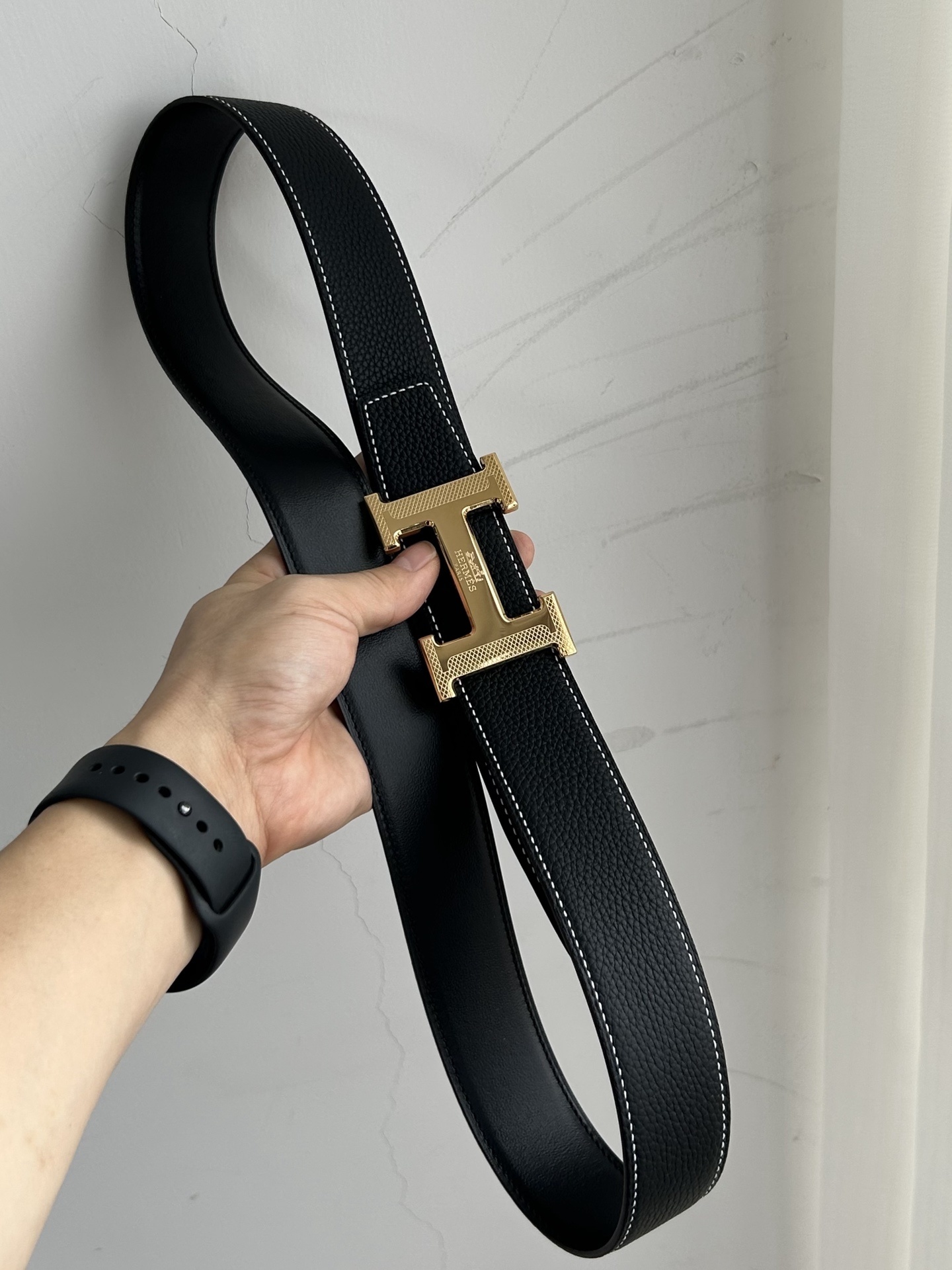 Premium Leather H Buckle Belt - Classic Luxury Design for Men