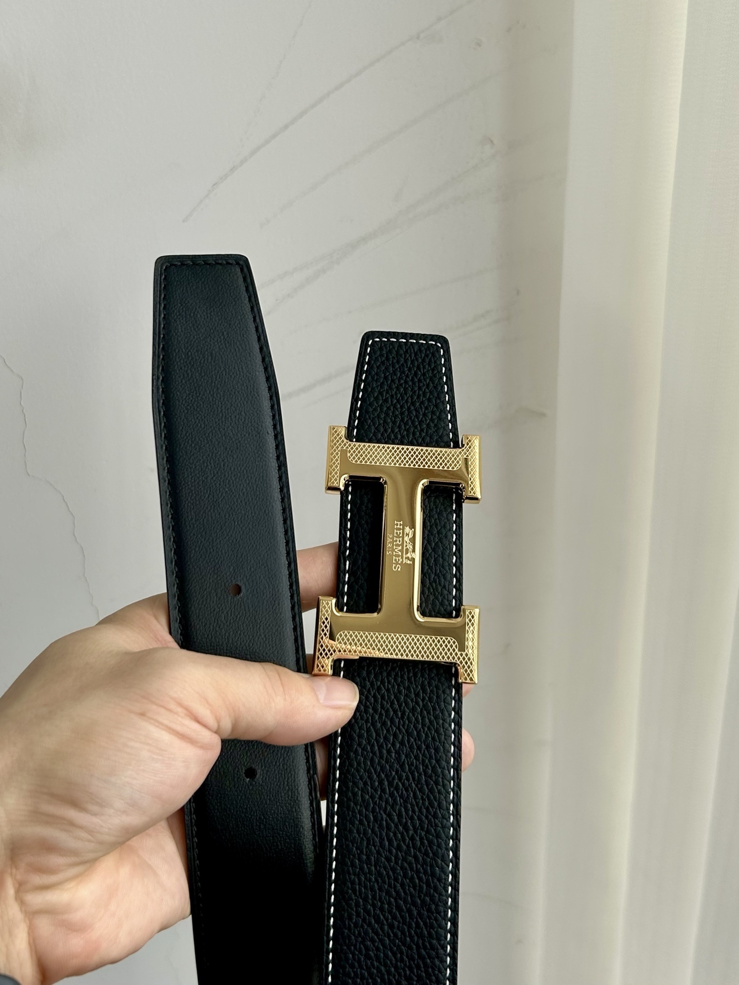Premium Leather H Buckle Belt - Classic Luxury Design for Men