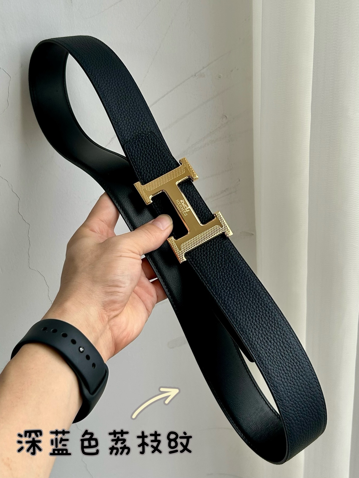 Luxury Hermes H Buckle Textured Leather Belt for Men and Women