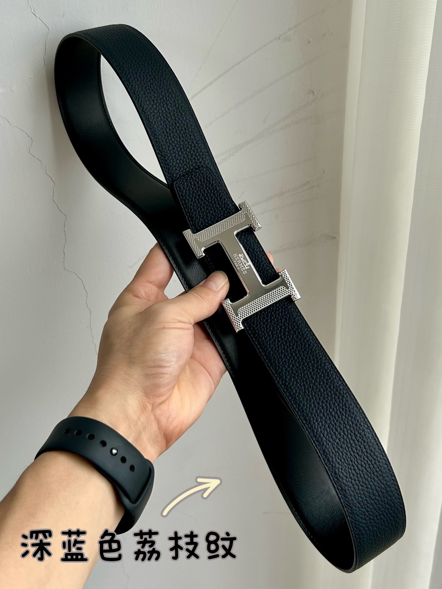 Luxury Hermes H Buckle Textured Leather Belt for Men and Women