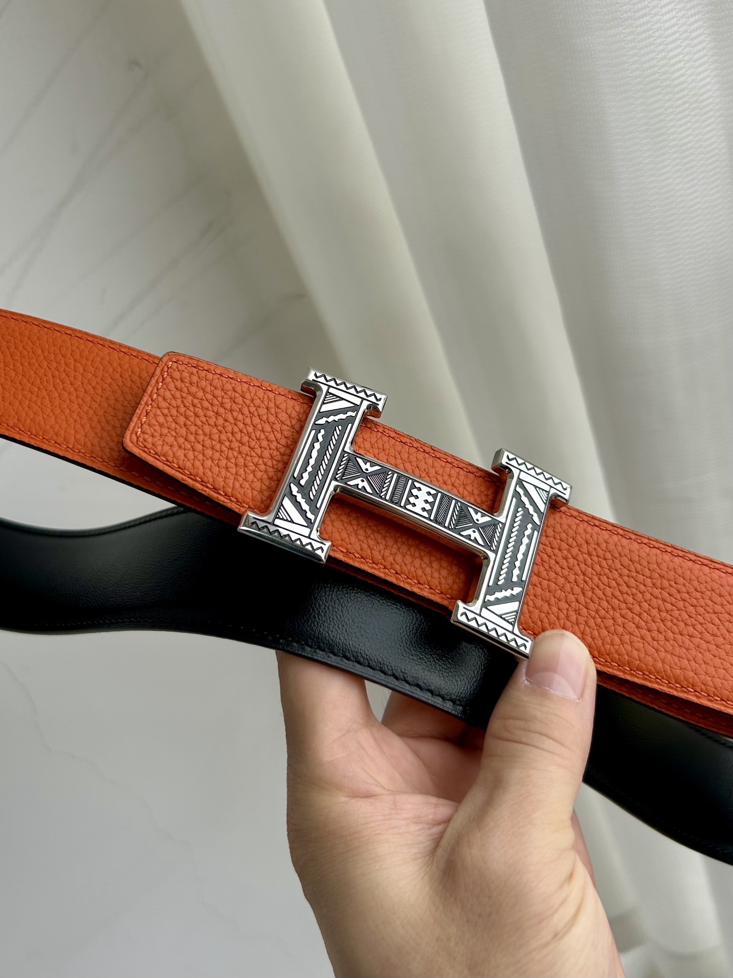 Luxury Patterned H Buckle Leather Belt for Men - Premium Quality