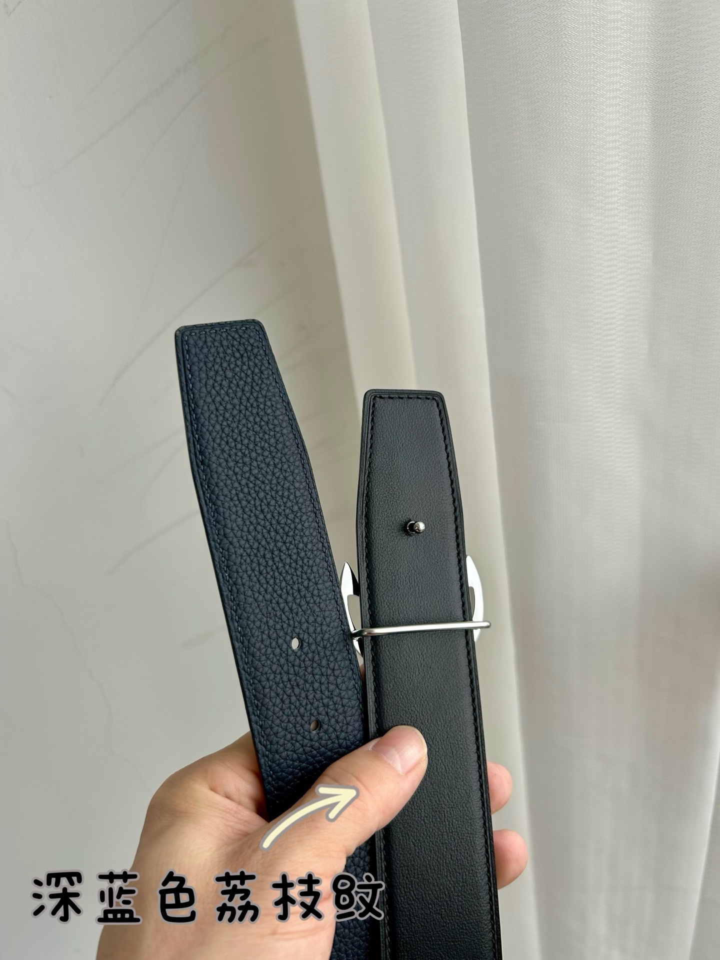 Luxury Anchor Buckle Pebble Grain Genuine Leather Belt