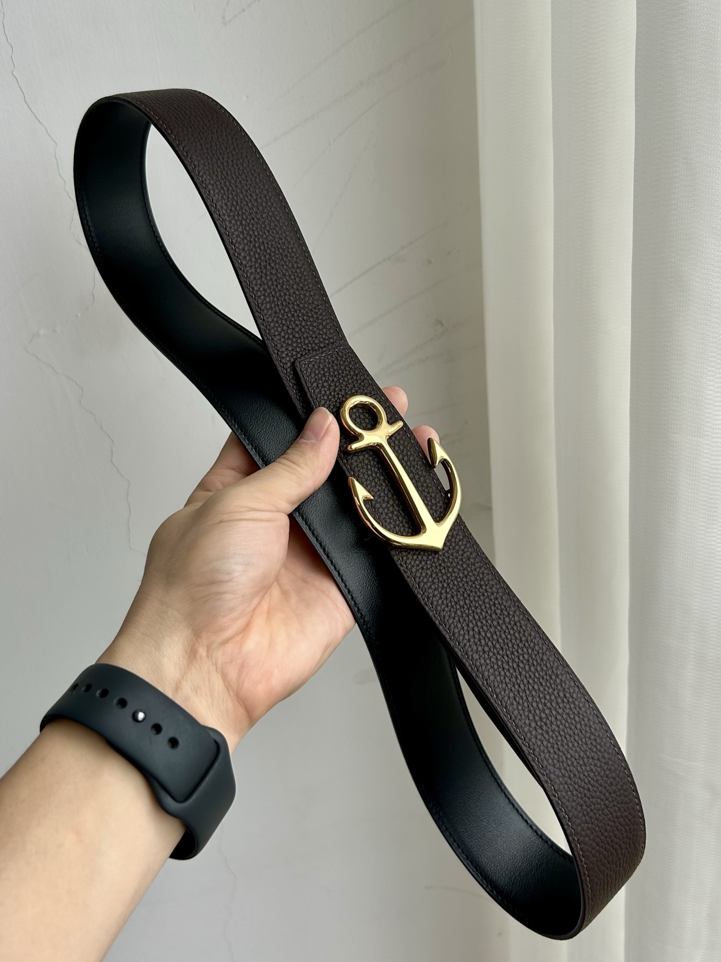 Luxury Anchor Buckle Leather Belt - Premium Textured Designer Strap