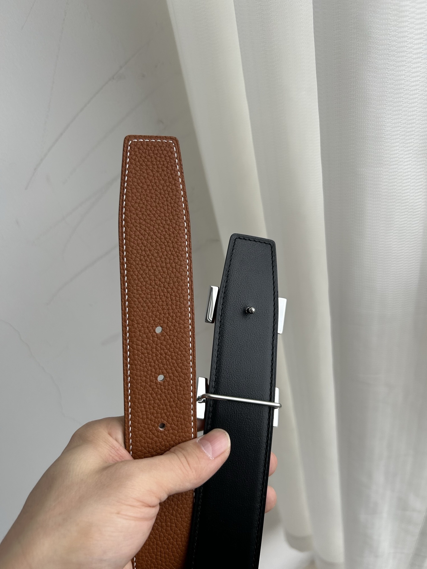 Premium Leather Belt with Iconic H Buckle - Classic Designer Style