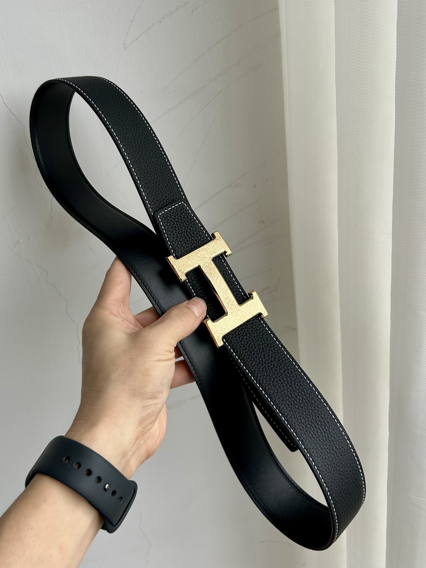 Luxury Men's H Buckle Leather Belt - Premium Designer Waistband