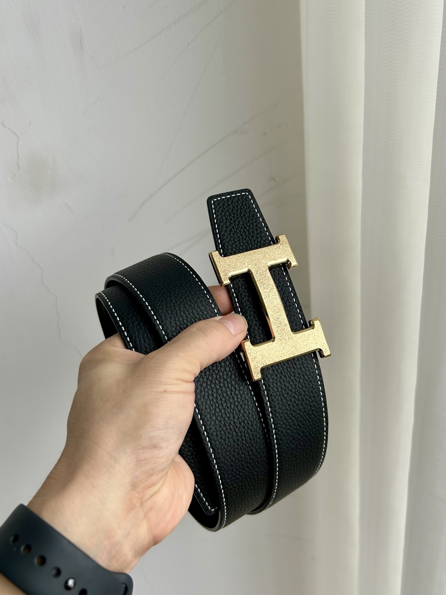 Luxury Men's H Buckle Leather Belt - Premium Designer Waistband