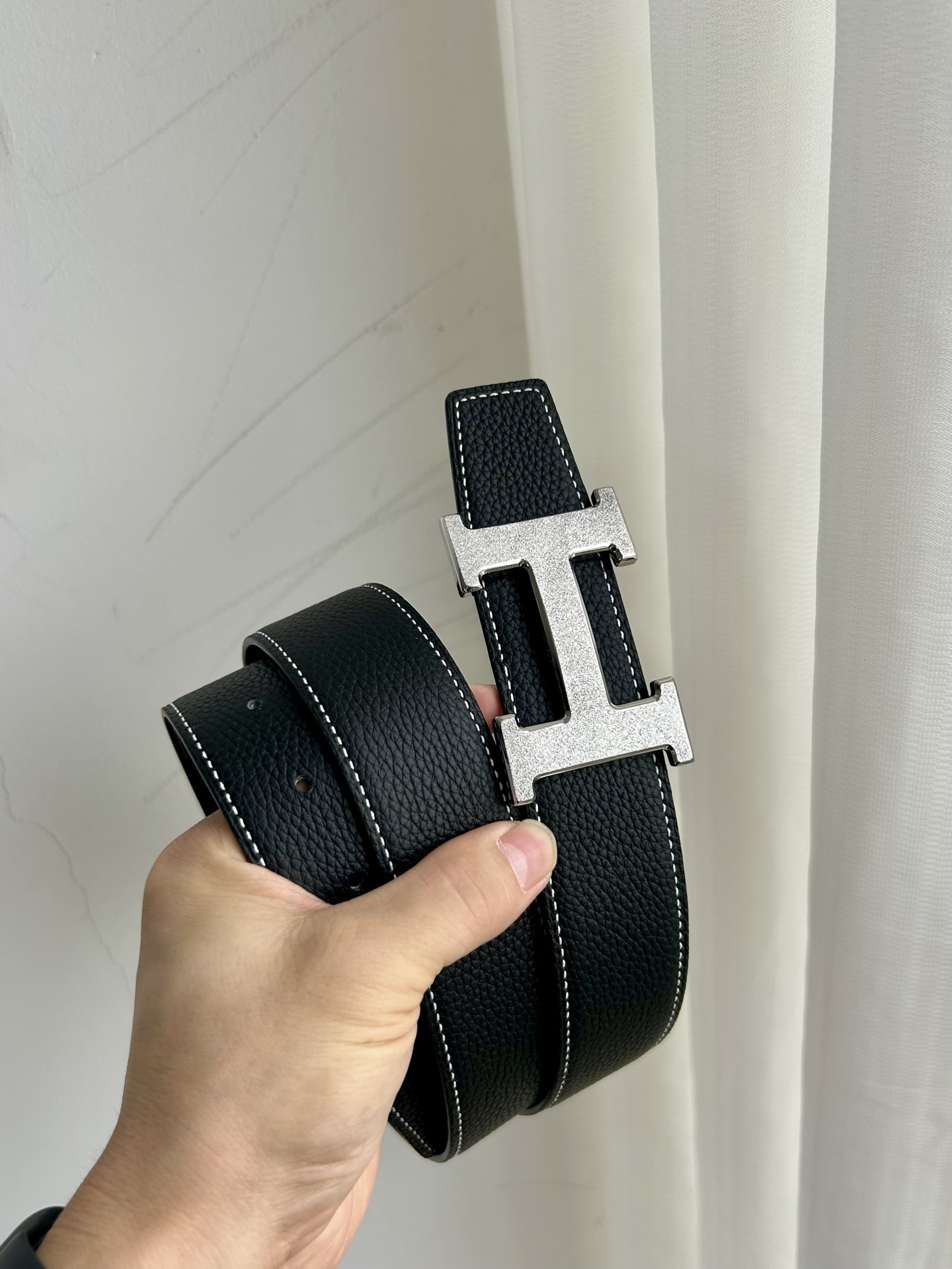 Luxury Men's H Buckle Leather Belt - Premium Designer Waistband