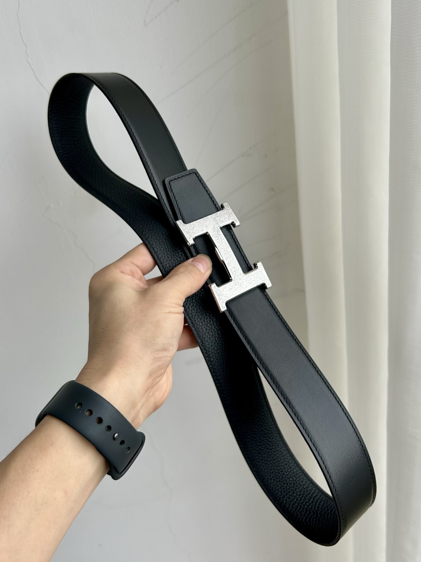 Premium Leather H Buckle Belt - Luxury Gold & Silver Textured Finish