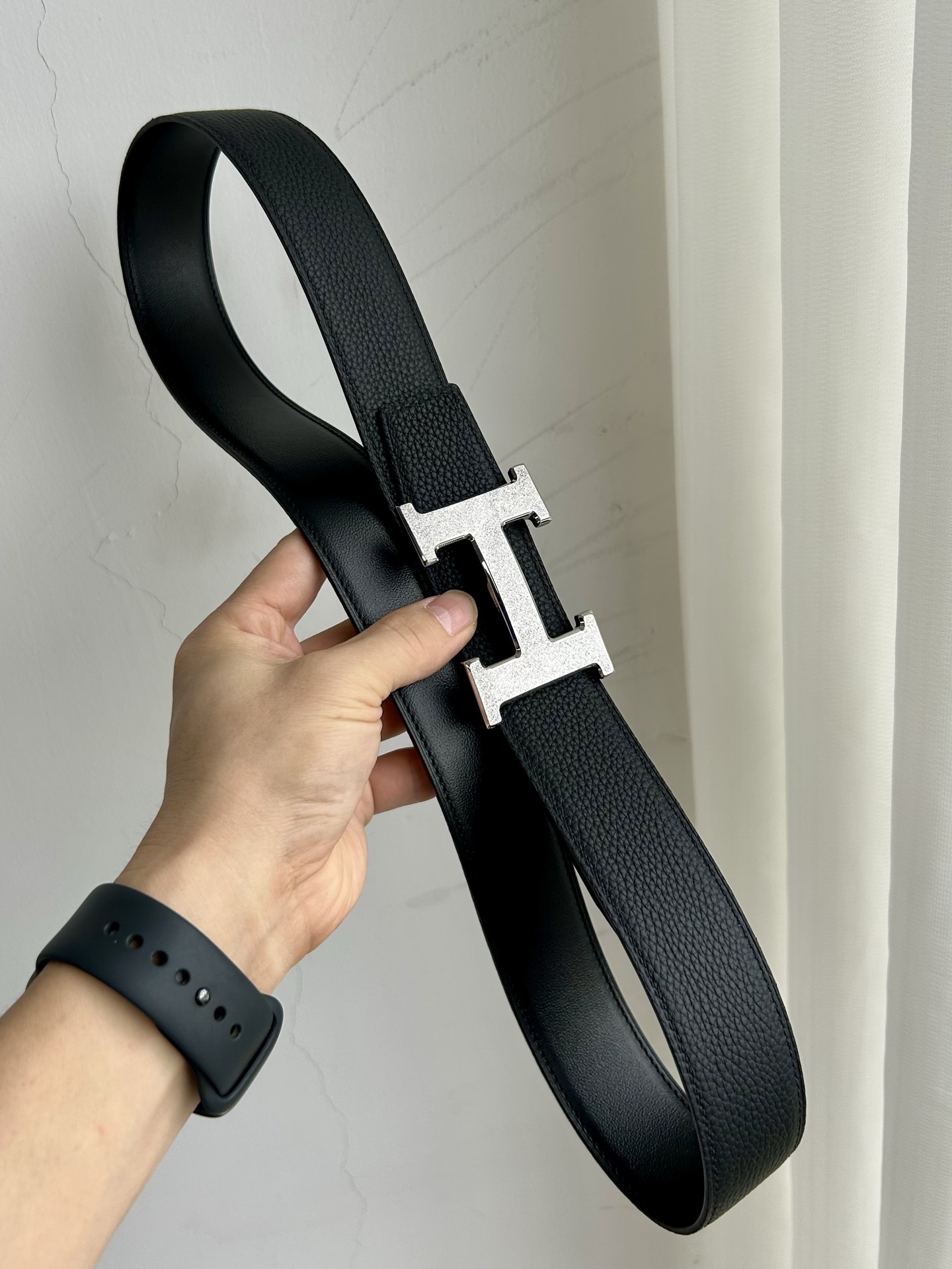 Premium Leather H Buckle Belt - Luxury Gold & Silver Textured Finish