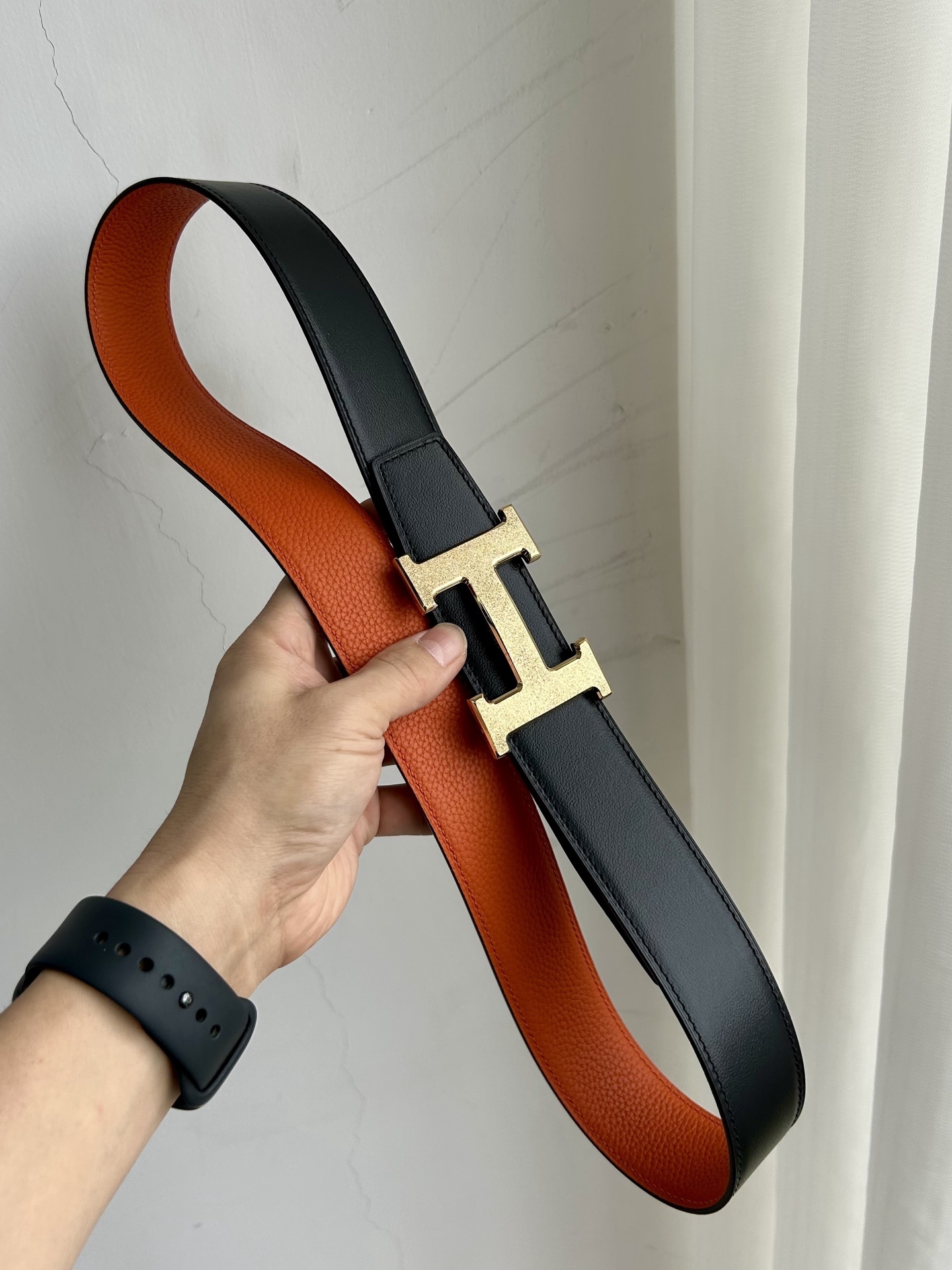 Luxury Pebbled Leather Belt with Iconic H Buckle - Premium Style