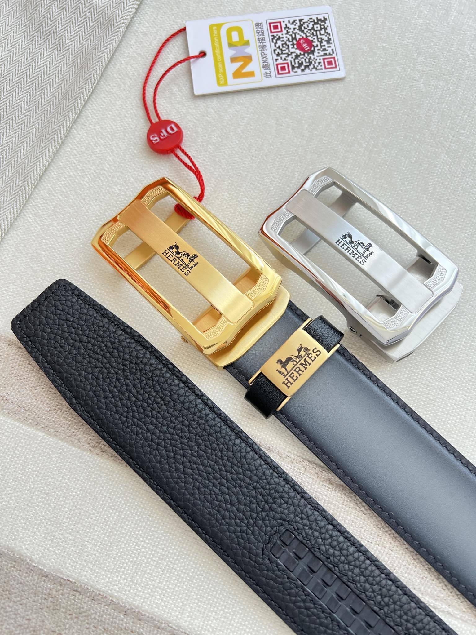 Premium Hermes Men's Leather Belt with Automatic Sliding Buckle