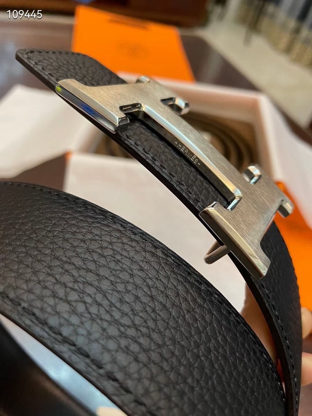 Luxury Hermes H Buckle Belt Black Togo Leather Designer Accessory