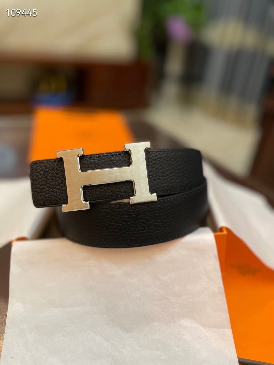 Luxury Hermes H Buckle Belt Black Togo Leather Designer Accessory