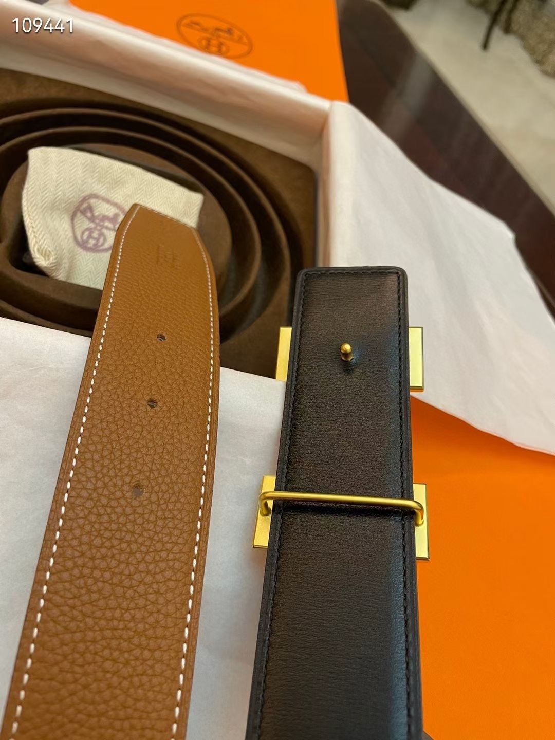 Premium Reversible H Buckle Leather Belt - Brown & Black Edition