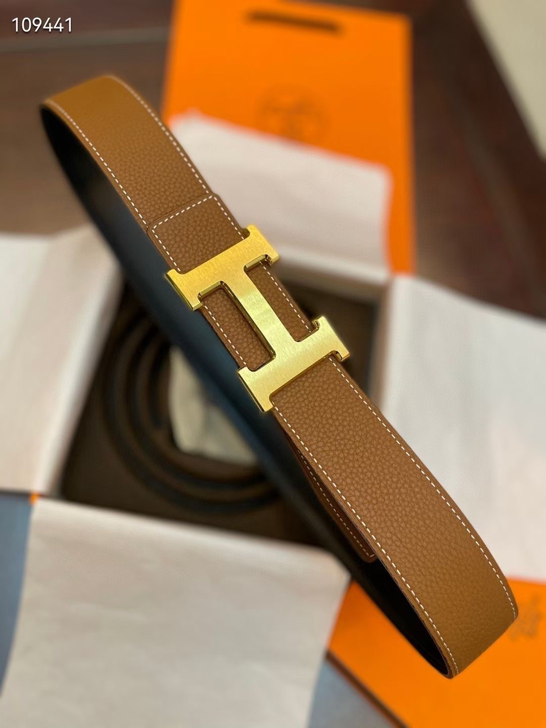 Premium Reversible H Buckle Leather Belt – Brown & Black Edition