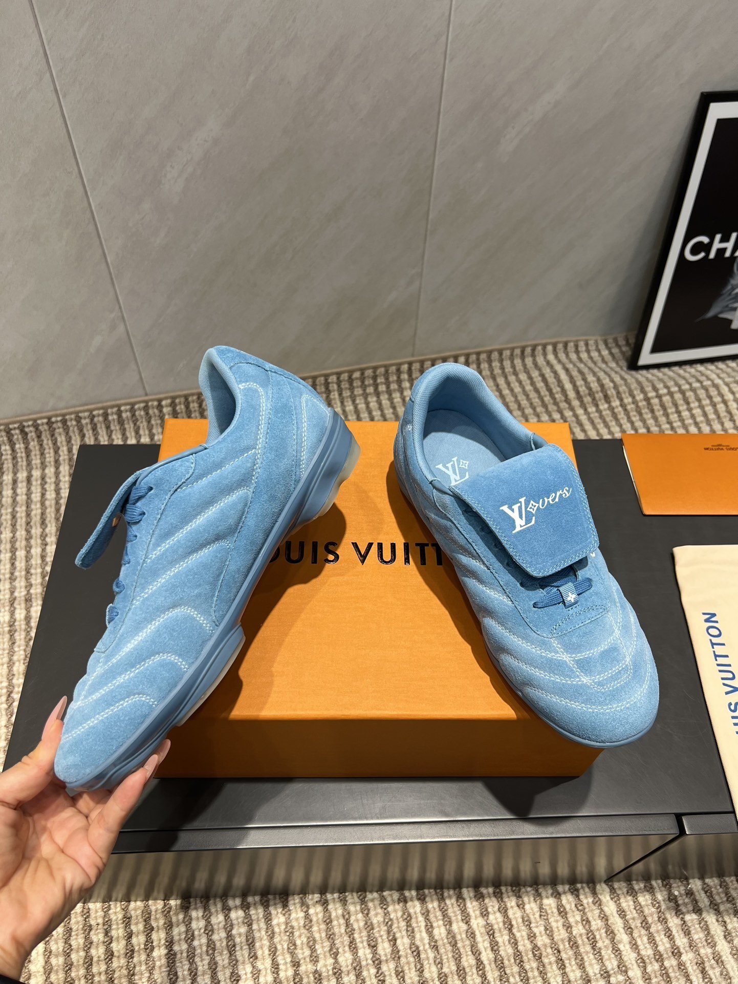 Louis Vuitton LV Lovers Light Blue Suede Sneakers