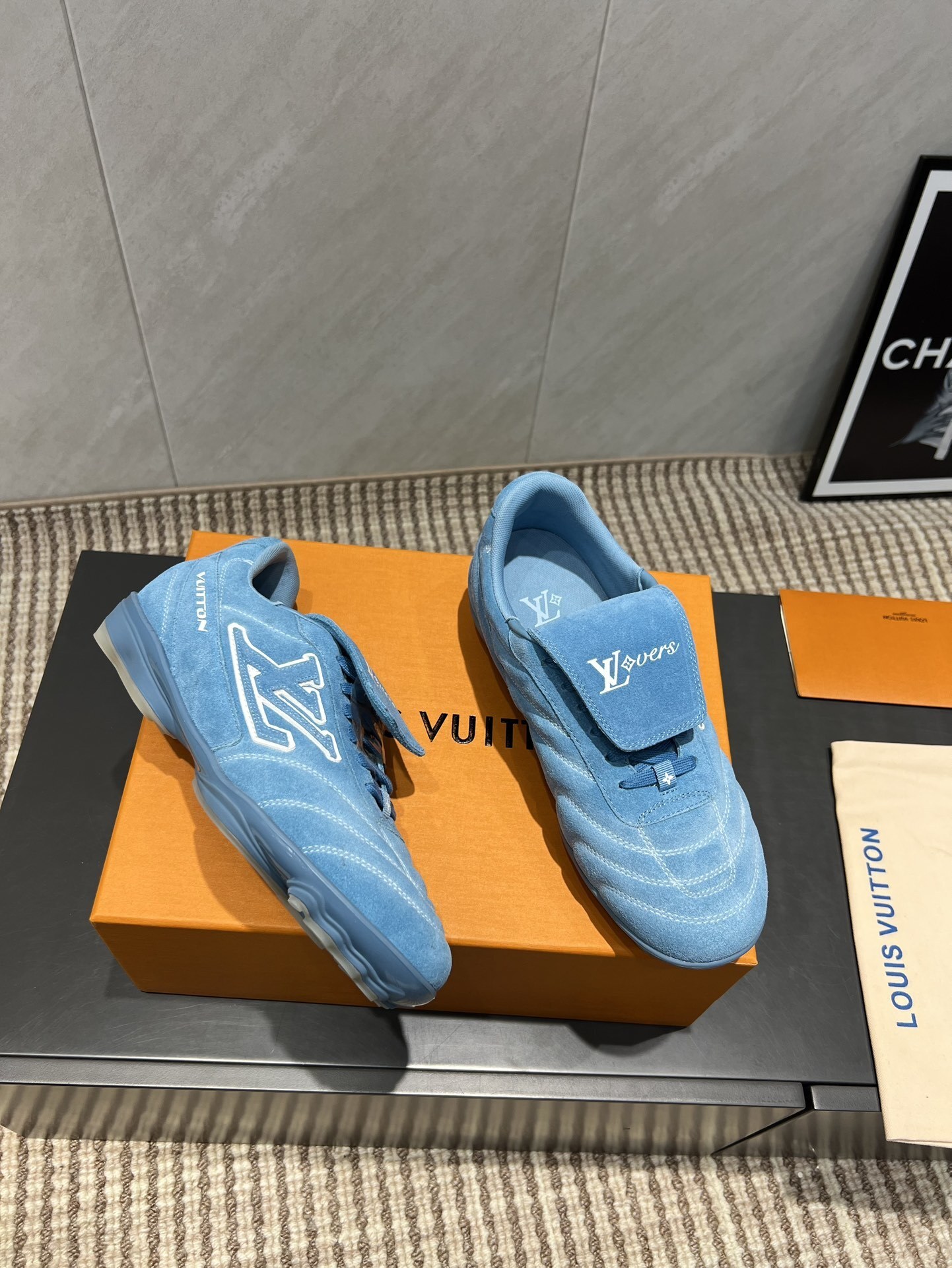 Louis Vuitton LV Lovers Light Blue Suede Sneakers