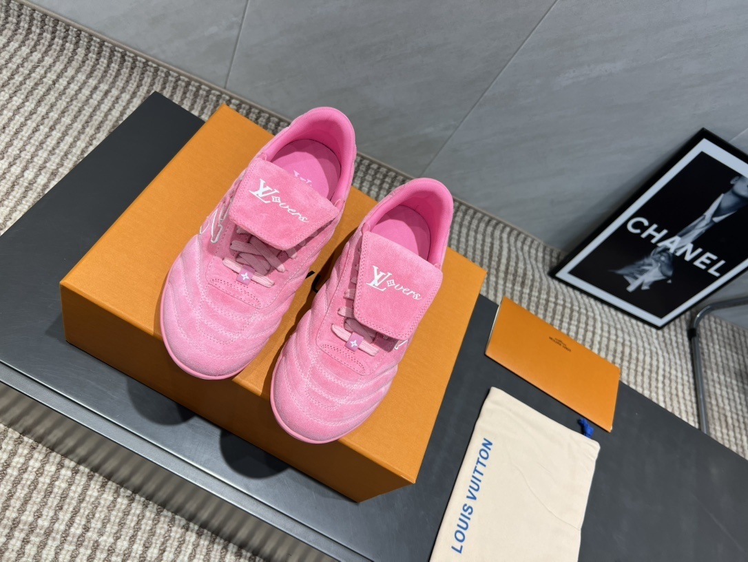 Louis Vuitton LV Lovers Pink Suede Sneakers - Luxury Designer Shoes