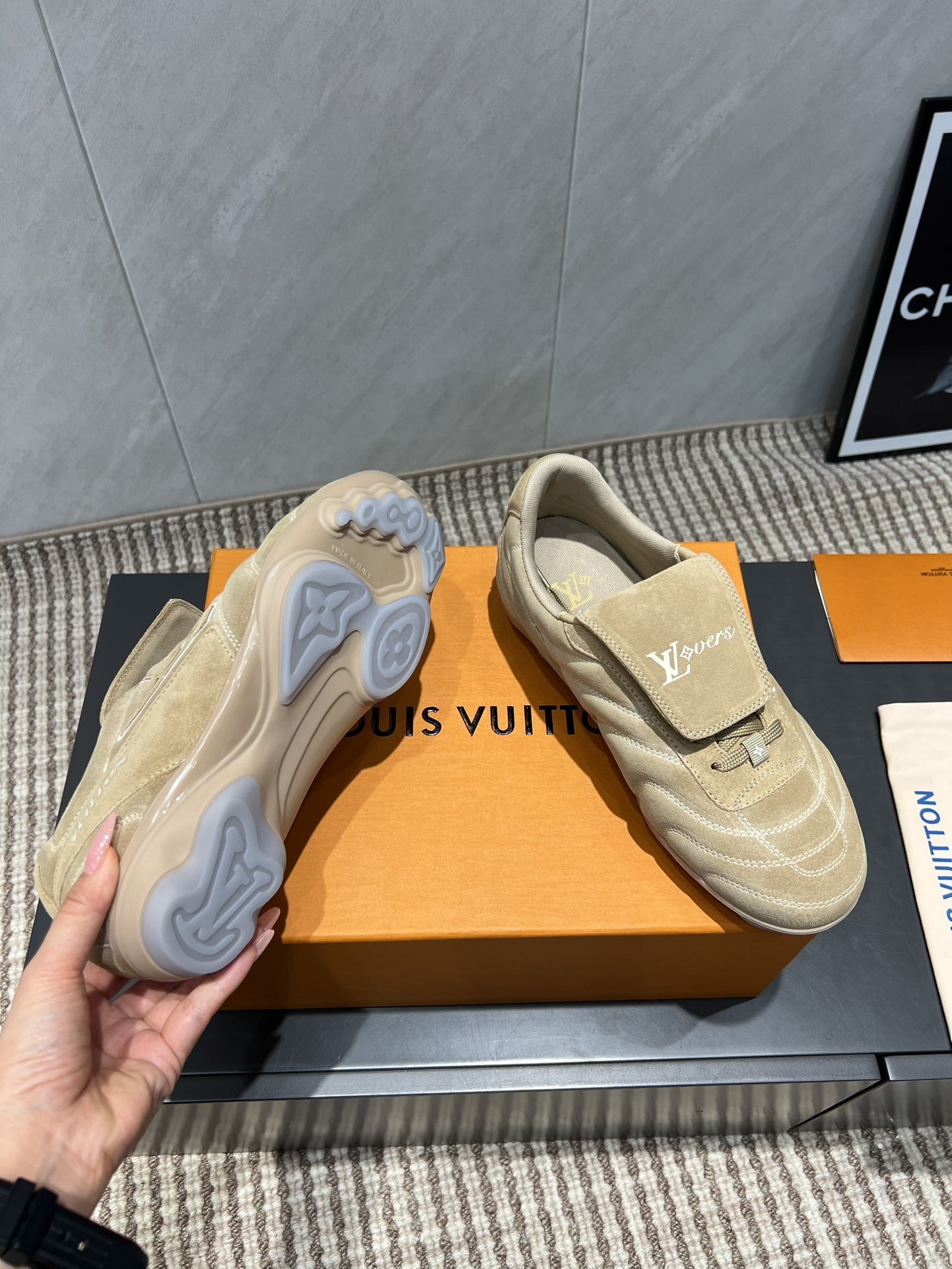 Louis Vuitton LV Footprint Beige Suede Sneakers - LV Lovers Edition