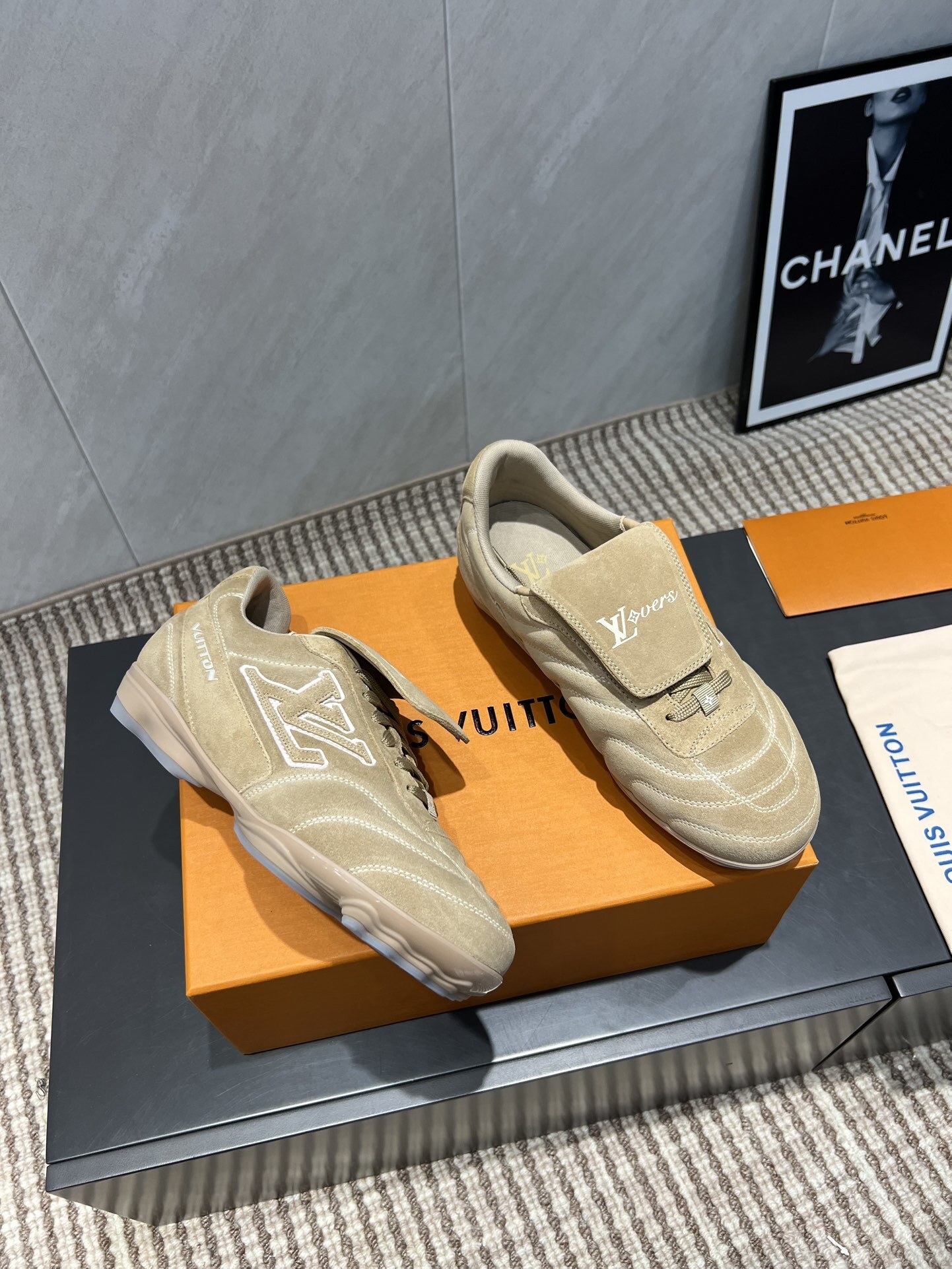 Louis Vuitton LV Footprint Beige Suede Sneakers - LV Lovers Edition