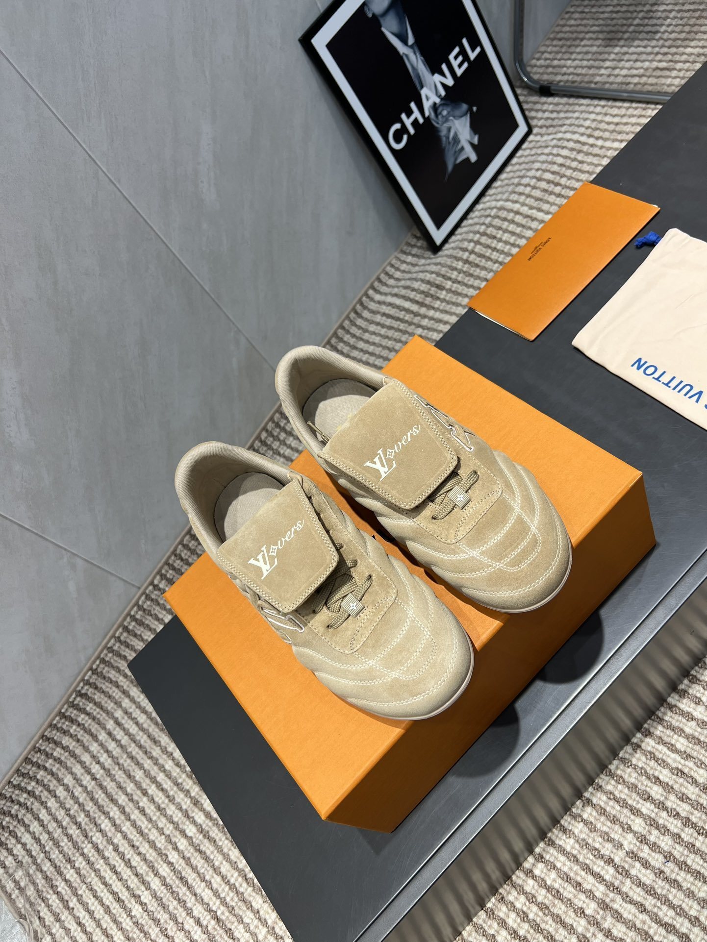 Louis Vuitton LV Footprint Beige Suede Sneakers - LV Lovers Edition