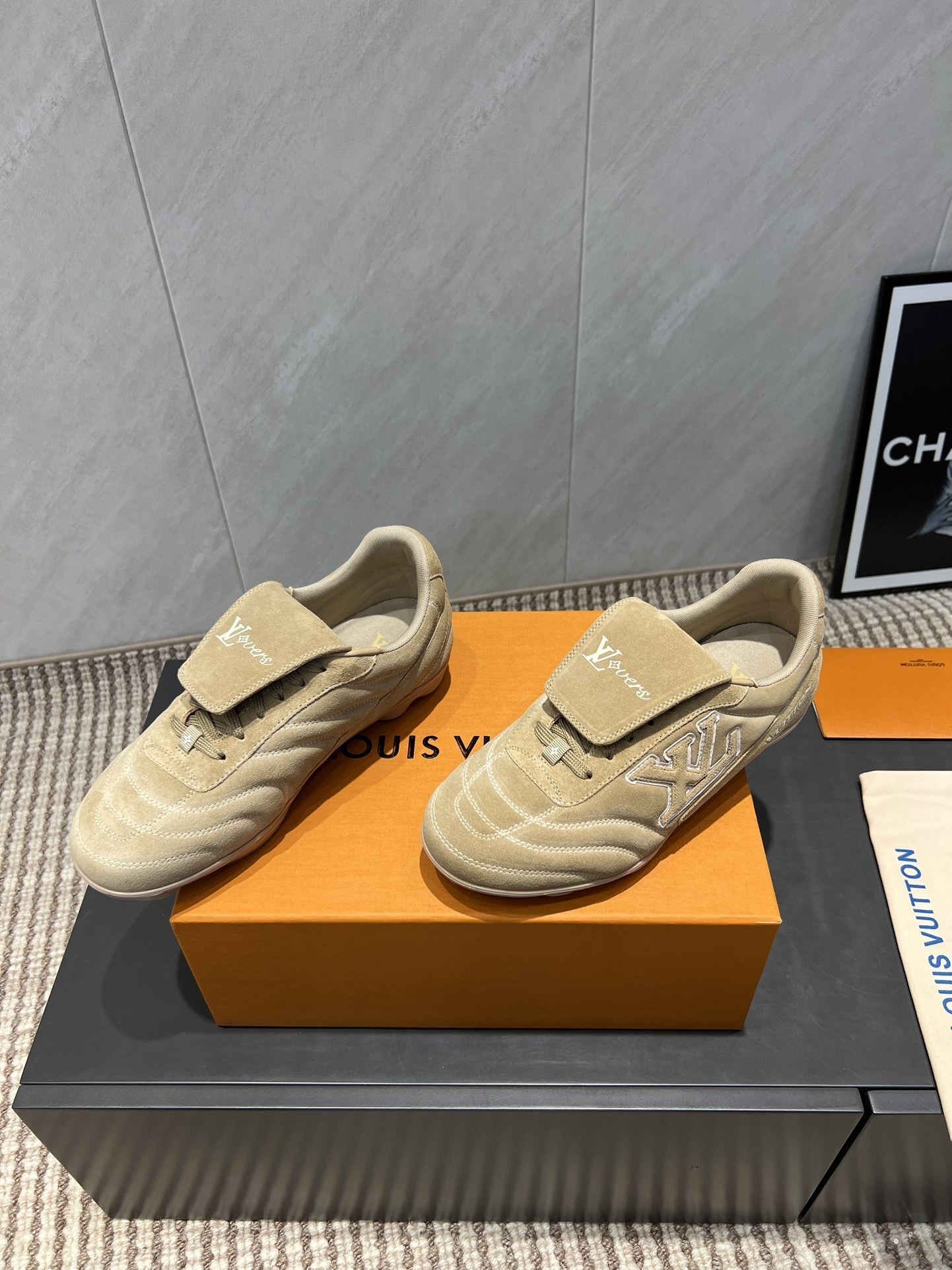 Louis Vuitton LV Footprint Beige Suede Sneakers - LV Lovers Edition