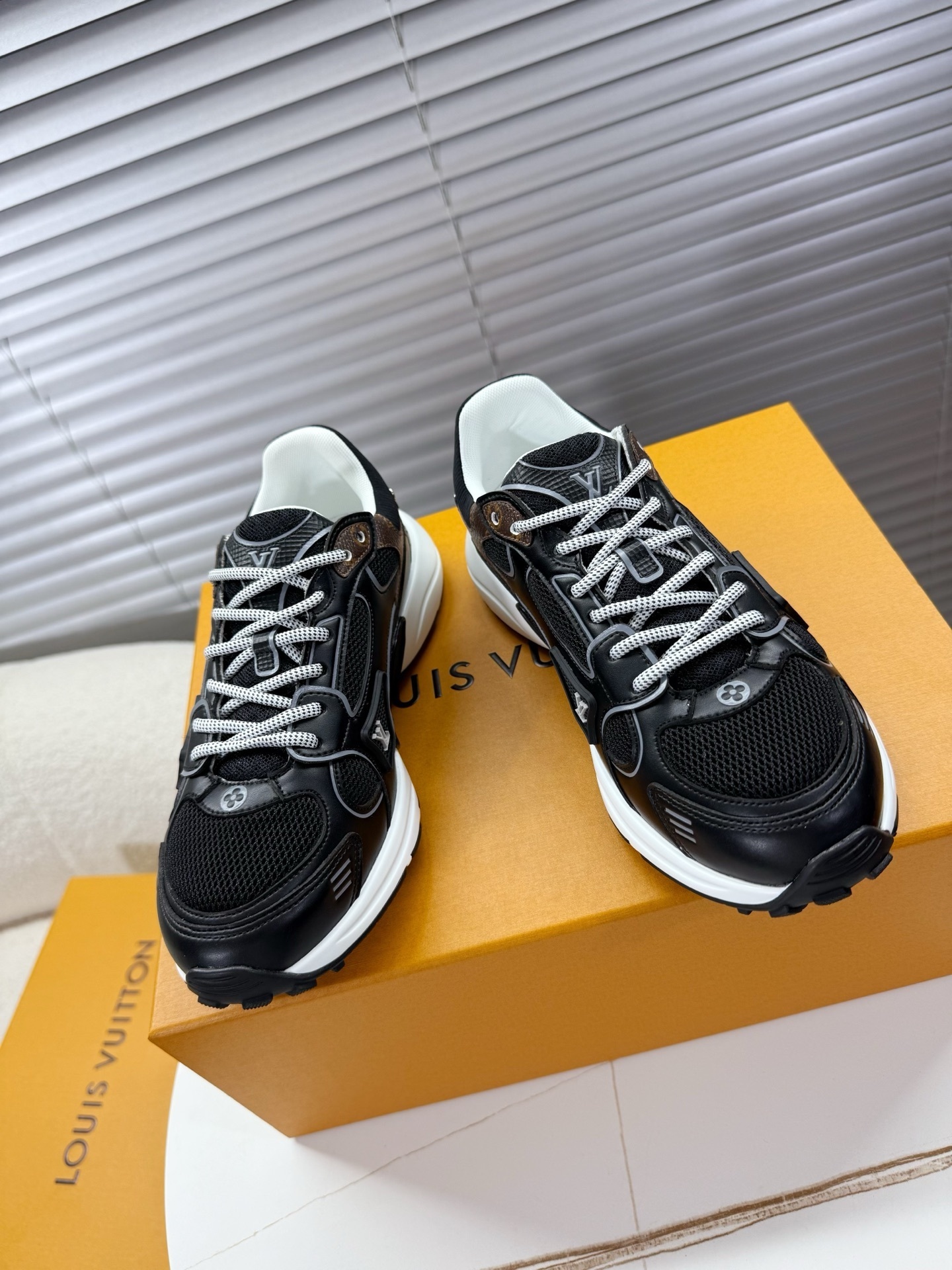 Louis Vuitton Men’s Black & White Luxury Mesh Runner Sneakers