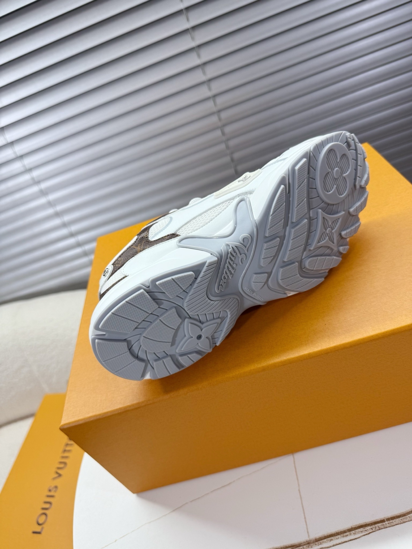 Louis Vuitton White Runner Sneakers with Monogram Canvas Accents