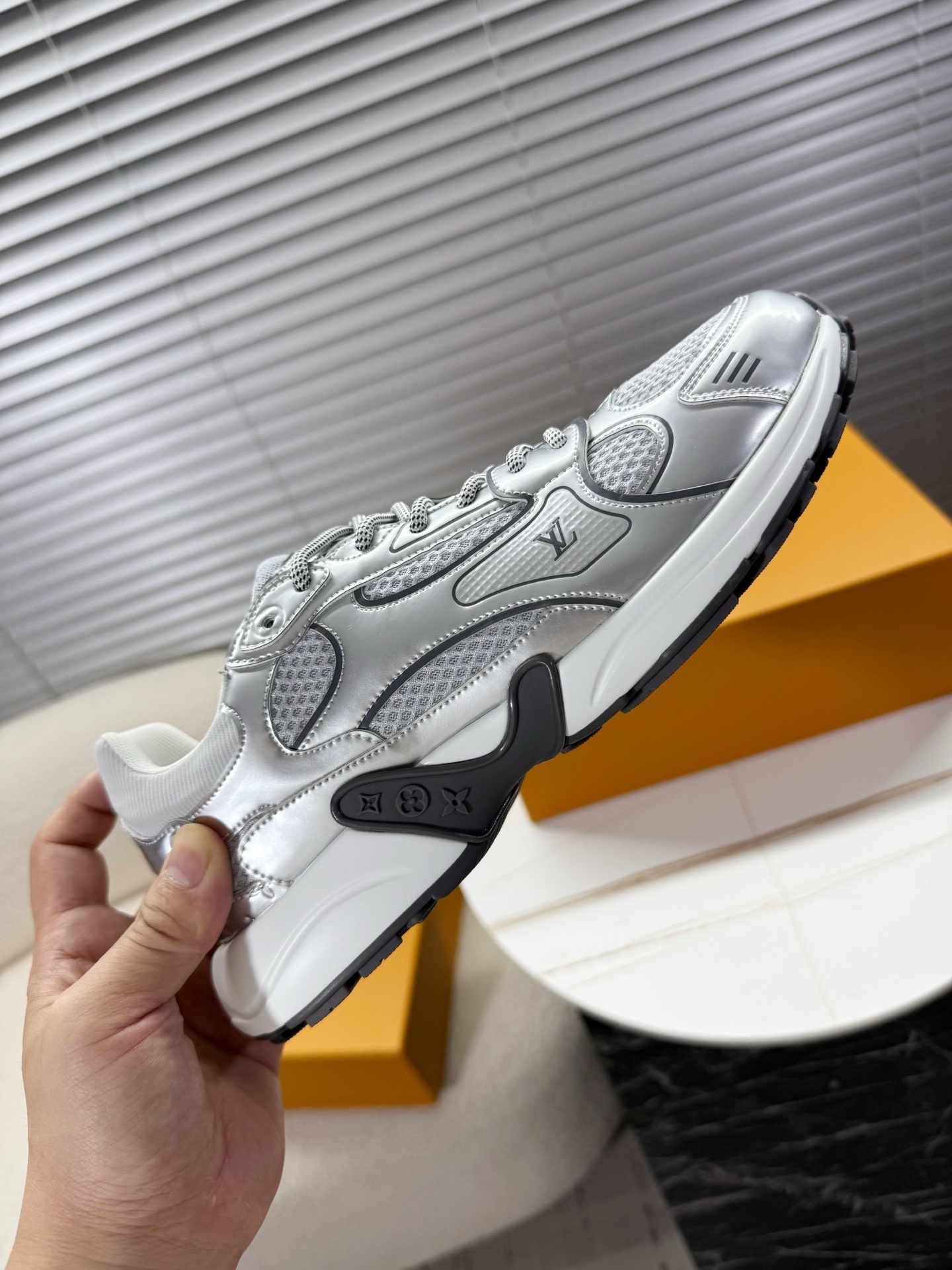 Louis Vuitton LV Rush Sneakers Metallic Silver Luxury Runner Shoes