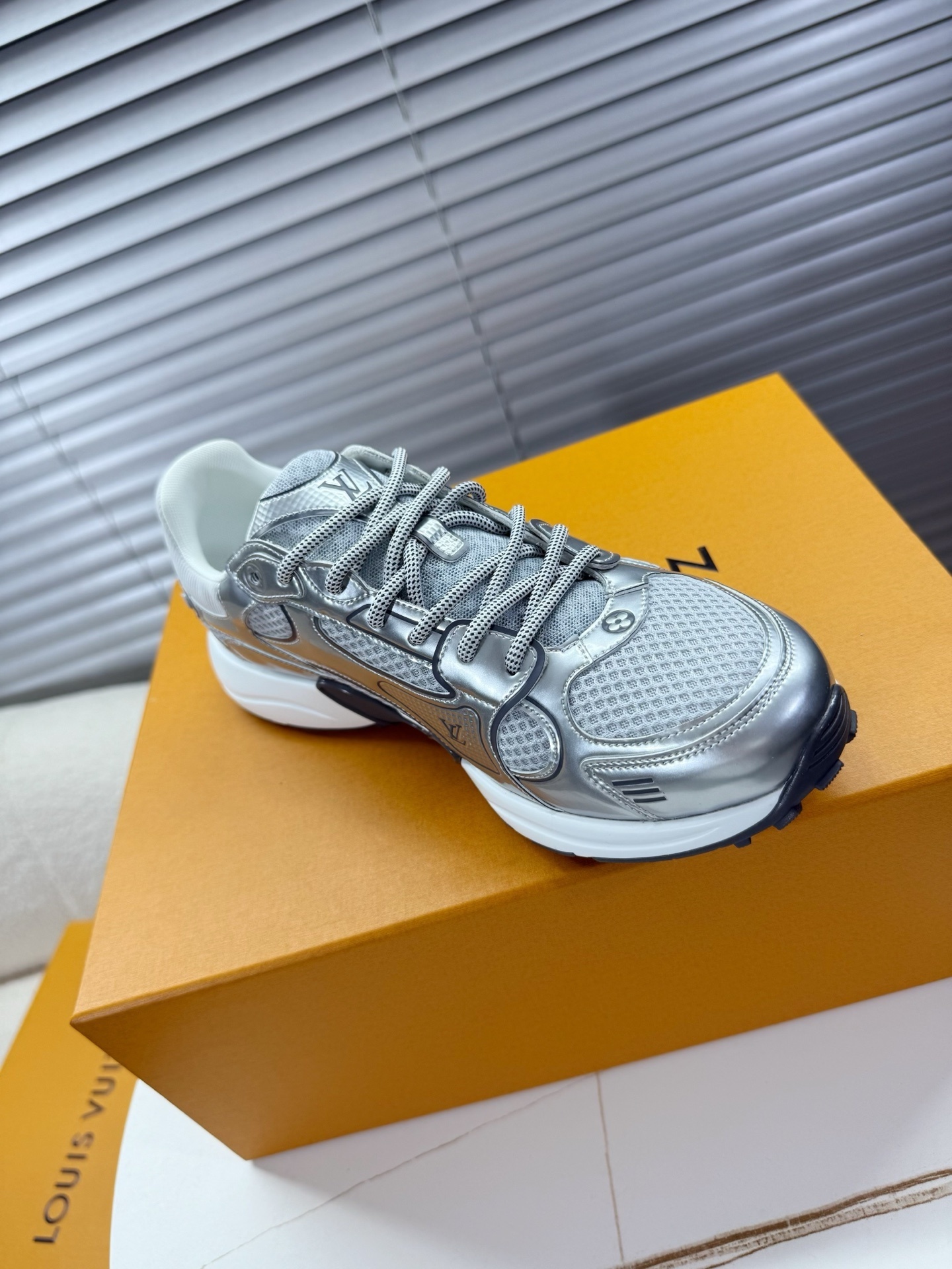 Louis Vuitton LV Rush Sneakers Metallic Silver Luxury Runner Shoes