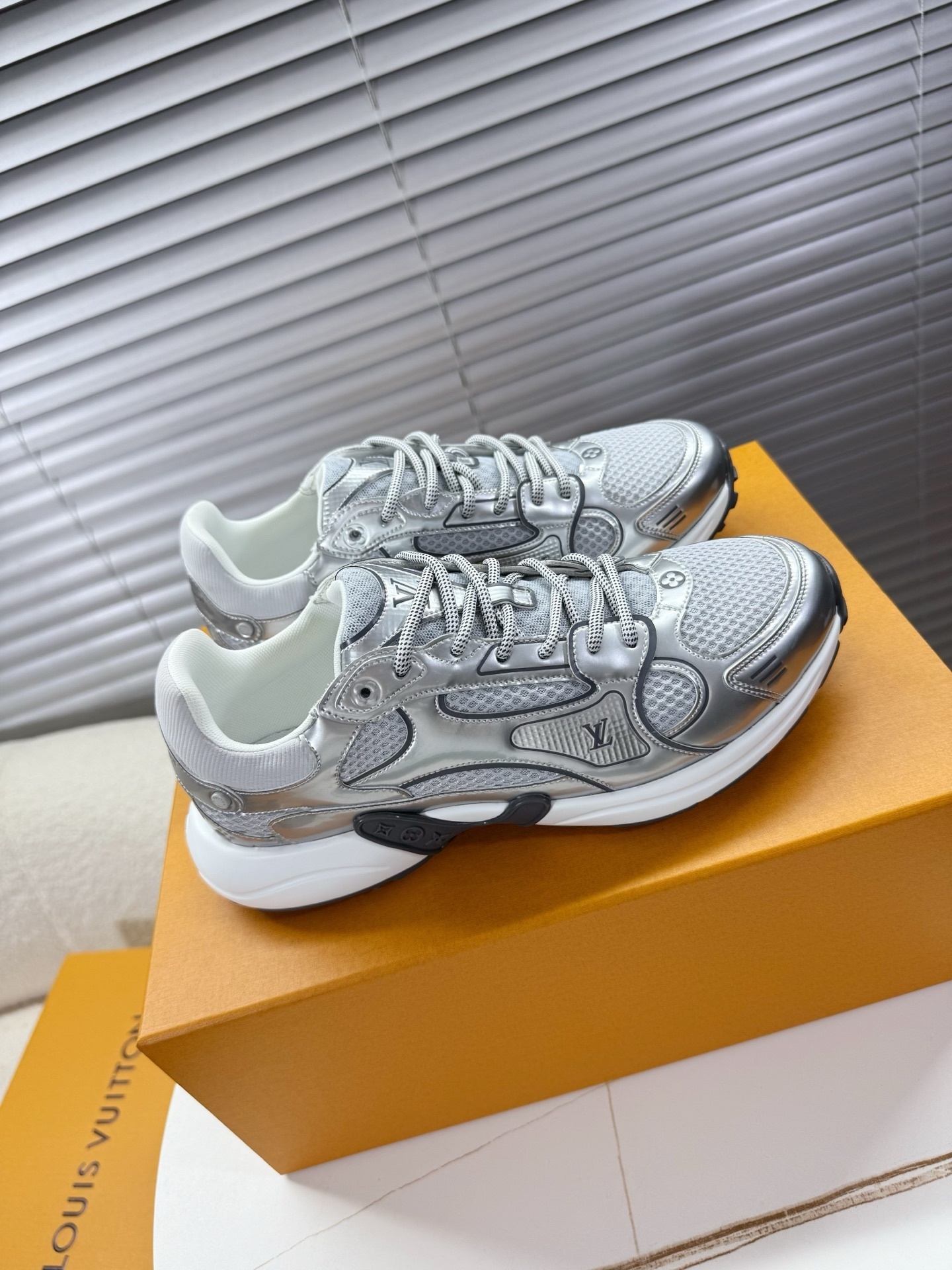 Louis Vuitton LV Rush Sneakers Metallic Silver Luxury Runner Shoes