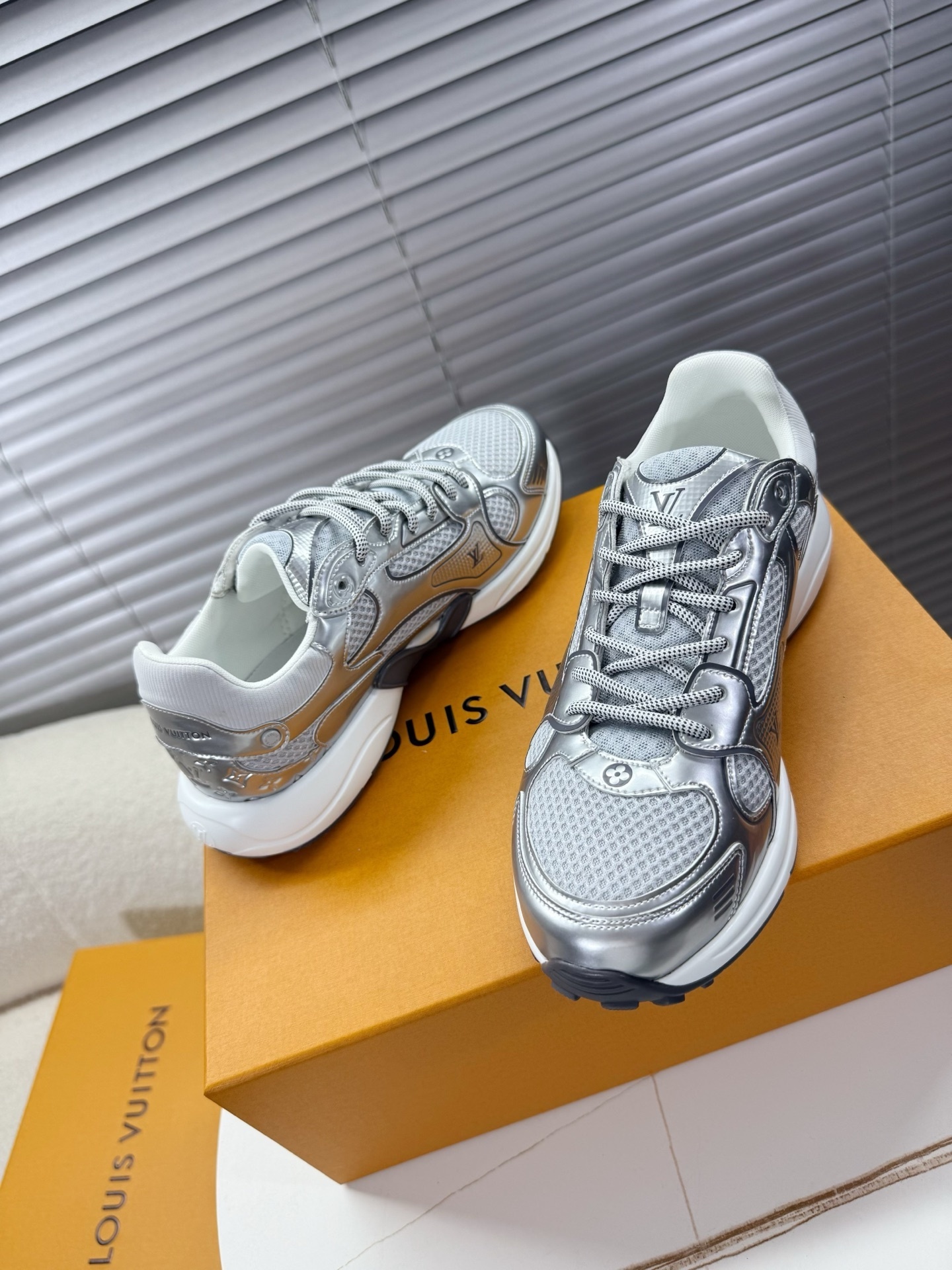 Louis Vuitton LV Rush Sneakers Metallic Silver Luxury Runner Shoes