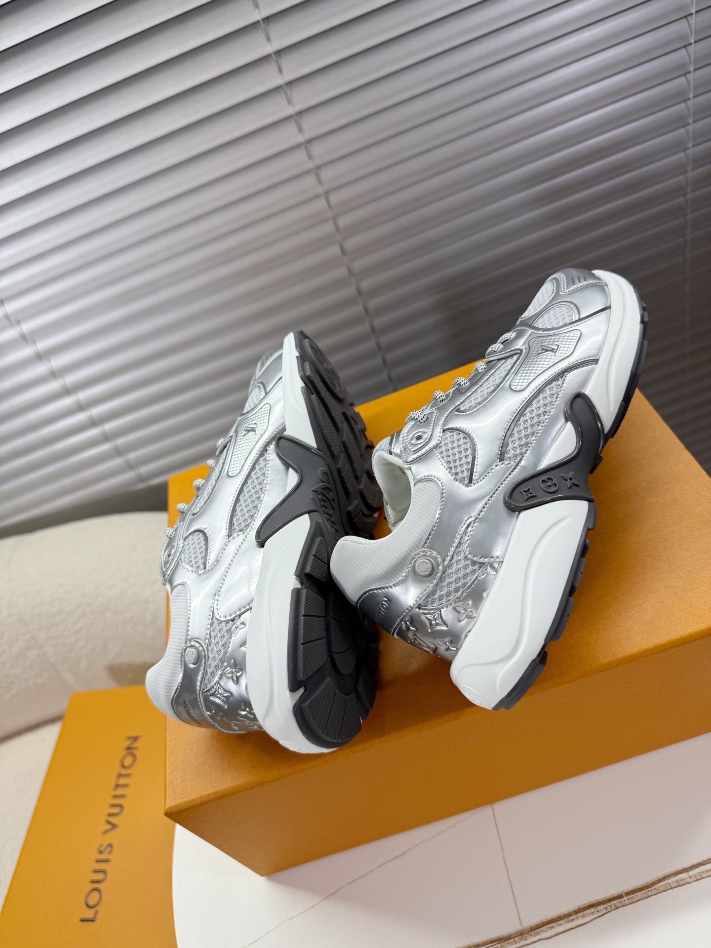 Louis Vuitton LV Rush Sneakers Metallic Silver Luxury Runner Shoes