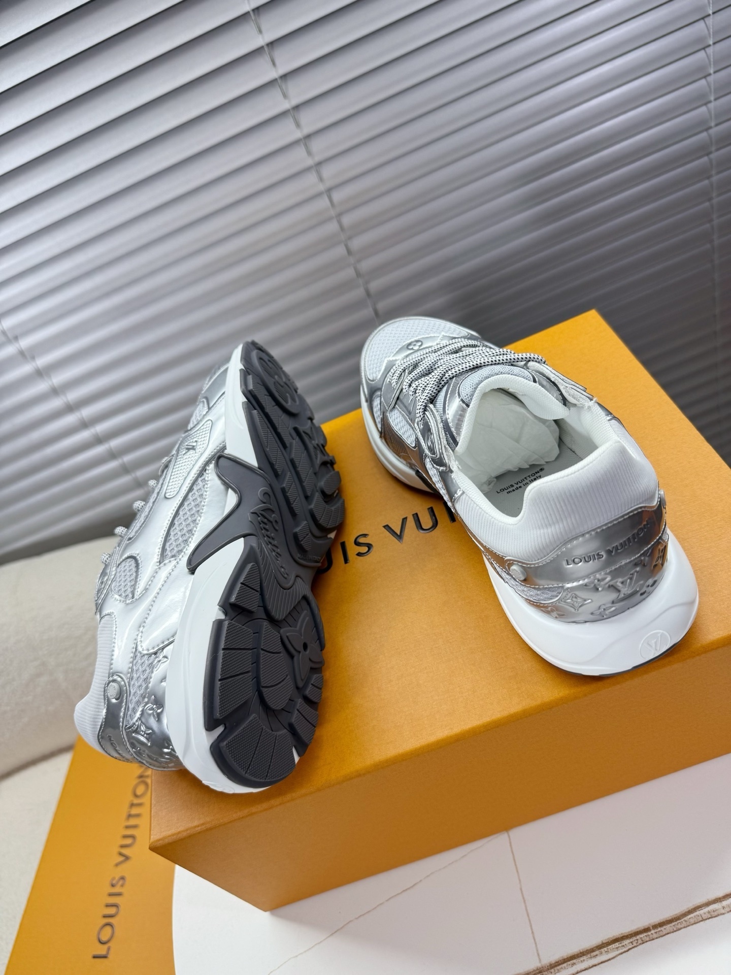 Louis Vuitton LV Rush Sneakers Metallic Silver Luxury Runner Shoes