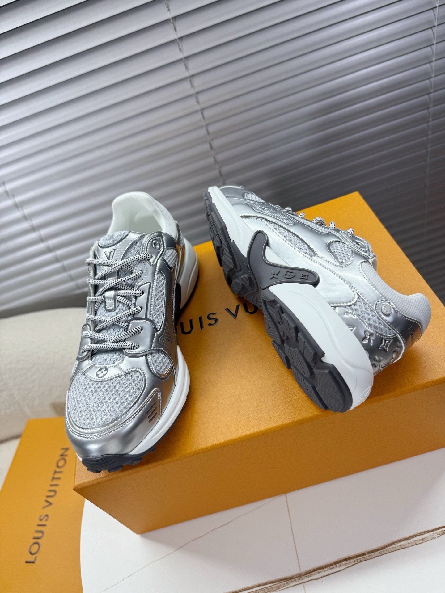 Louis Vuitton LV Rush Sneakers Metallic Silver Luxury Runner Shoes