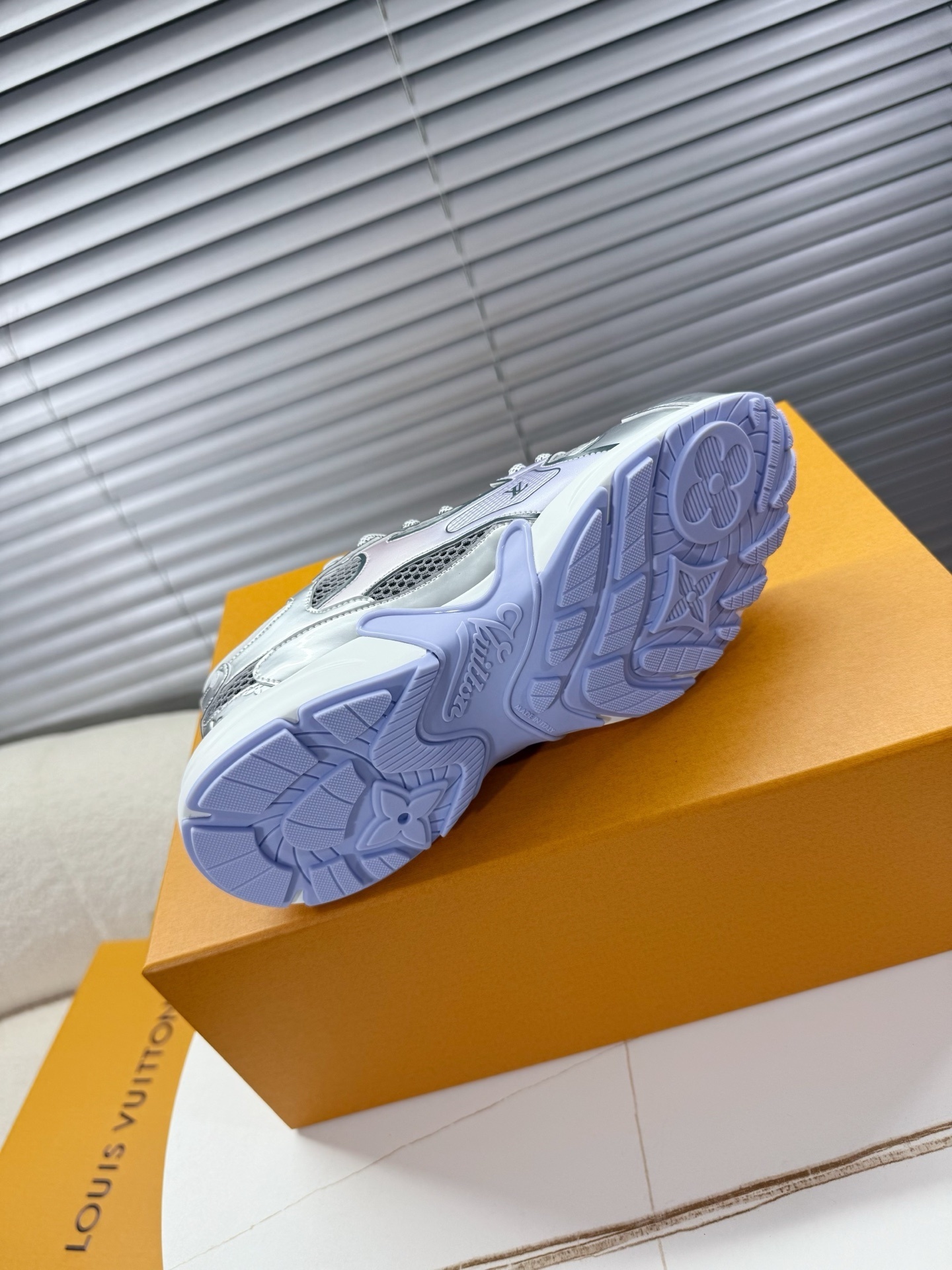 Louis Vuitton Metallic Silver and Lavender Mesh Runner Sneakers