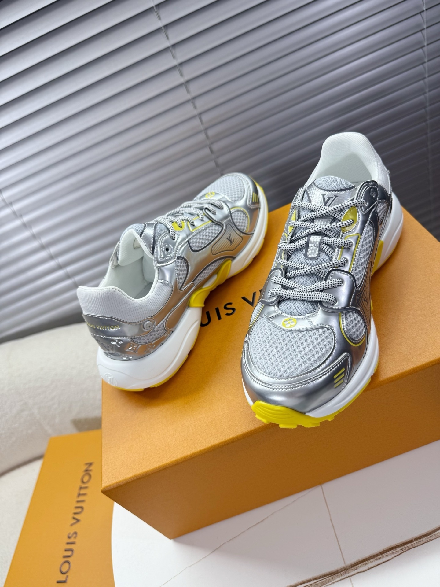 Louis Vuitton LV Runner Tatic Sneakers Silver Yellow Luxury Trainers