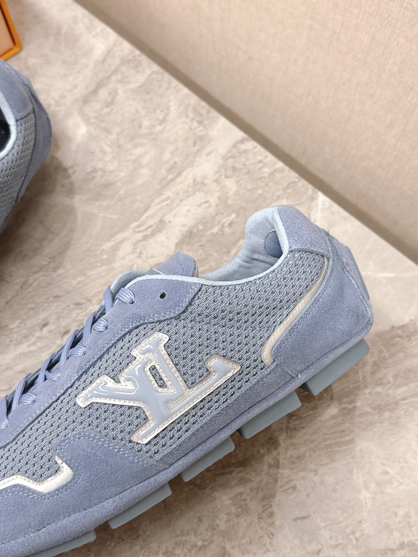 Louis Vuitton Light Blue Suede and Mesh Luxury Sneakers