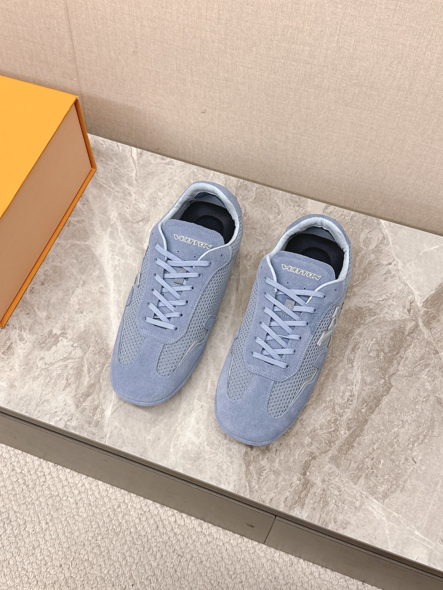 Louis Vuitton Light Blue Suede and Mesh Luxury Sneakers