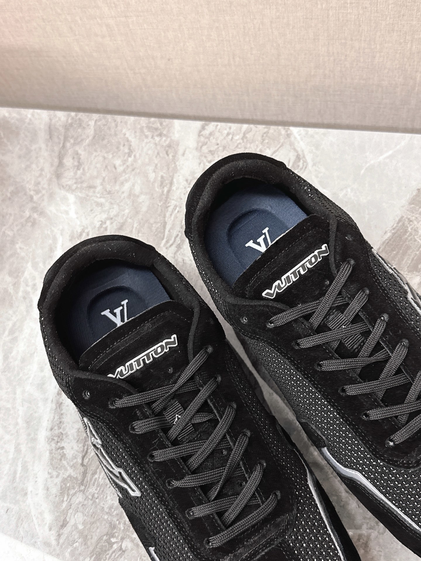 Louis Vuitton Men's Black Suede & Mesh Low-Top Luxury Sneakers