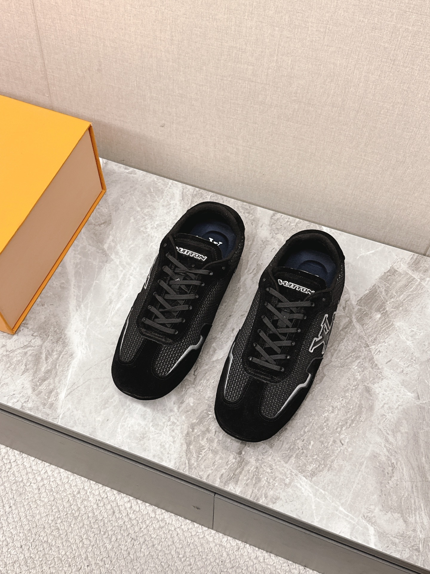 Louis Vuitton Men's Black Suede & Mesh Low-Top Luxury Sneakers