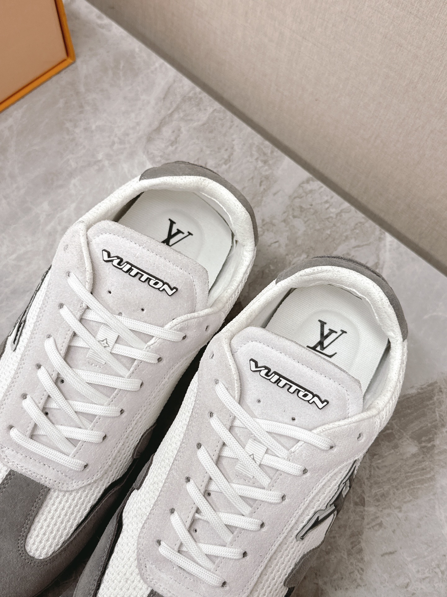 Louis Vuitton Men's White Grey Mesh Luxury Designer Sneakers