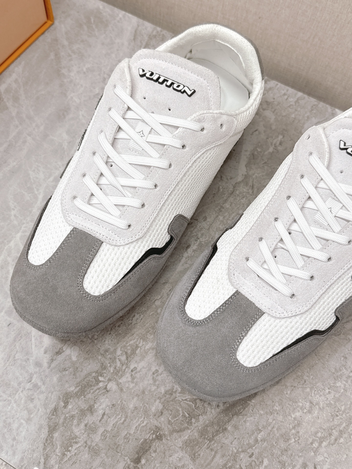 Louis Vuitton Men's White Grey Mesh Luxury Designer Sneakers