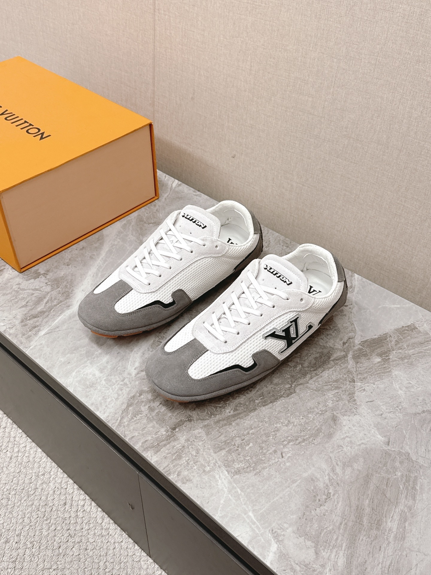 Louis Vuitton Men’s White Grey Mesh Luxury Designer Sneakers