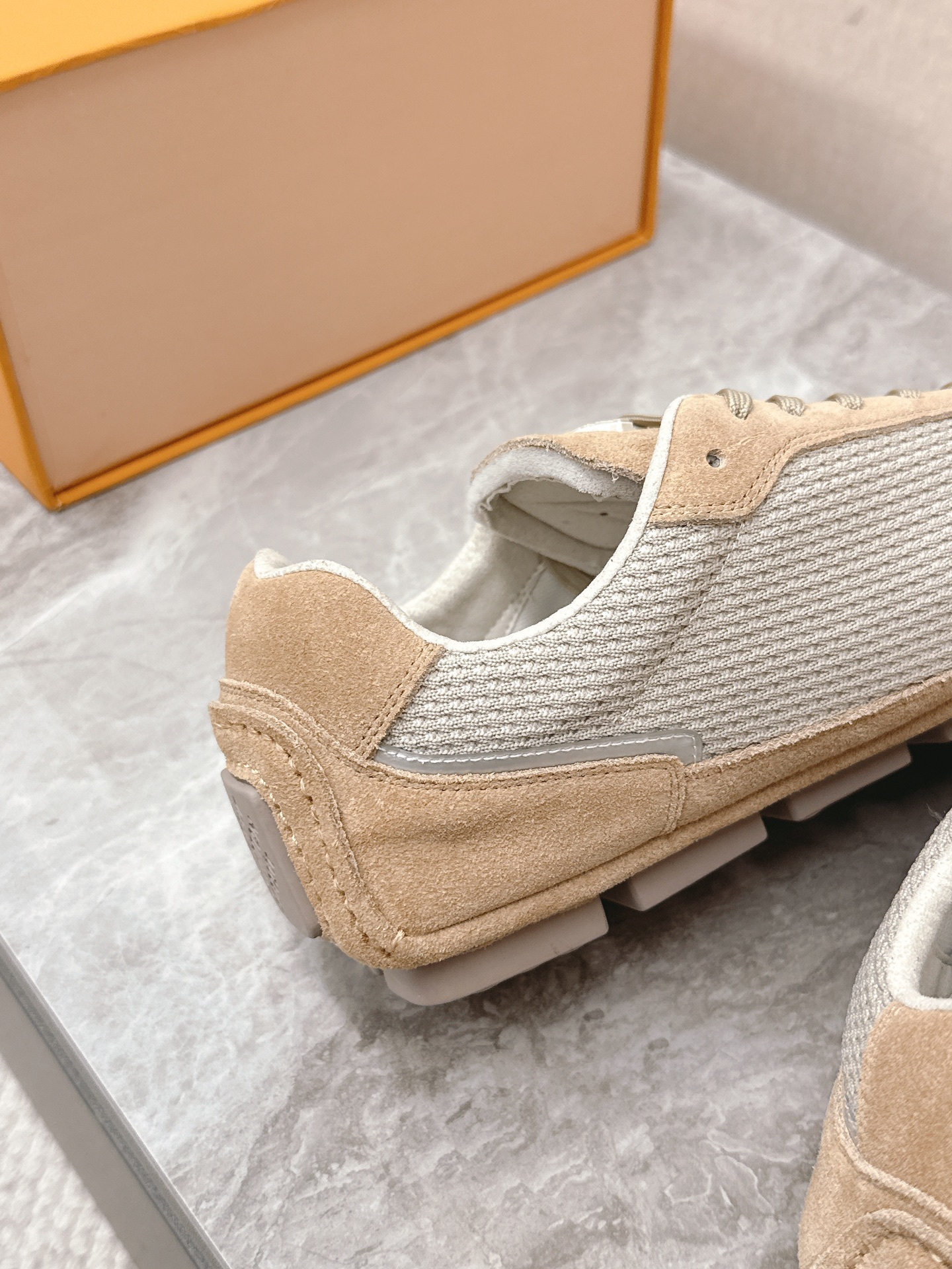 Louis Vuitton Beige Mesh & Suede Luxury Sneakers for Men